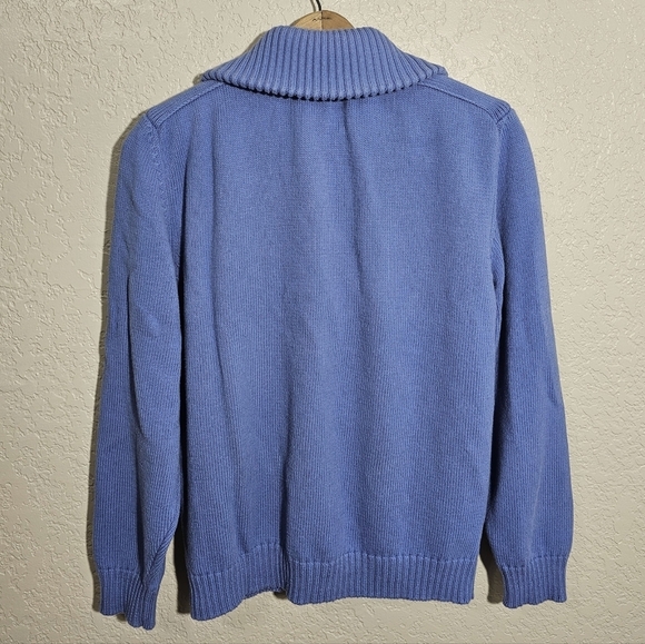 Massimo Dutti Solid Blue Cotton Knit Sweater - Picture 2 of 4